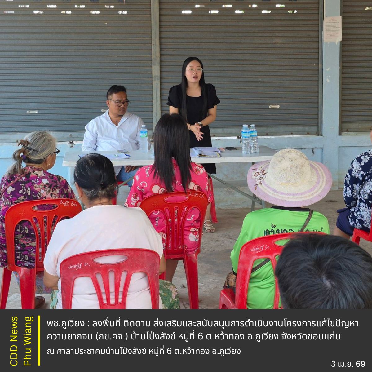 📣พช.ภูเวียง : ลงพื้นที่ ติดตาม ส่งเสริมและสนับสนุนการดำเนินงานโครงการแก้ไขปัญหาความยากจน (กข.คจ.) บ้านโป่งสังข์ หมู่ที่ 6 ตำบลหว้าทอง อำเภอภูเวียง จังหวัดขอนแก่น